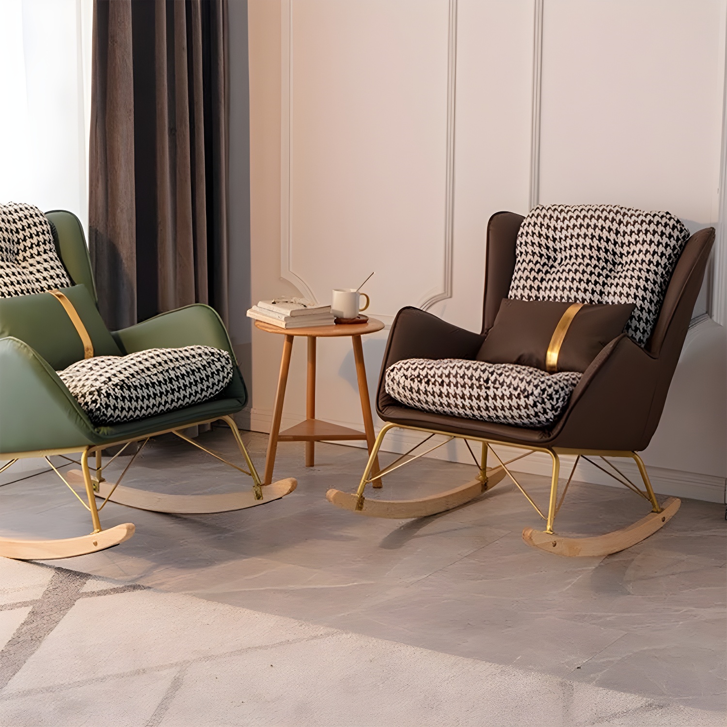 Modern Upholstered Rocker Chair Metal Frame Friction Resistant Rocker Chair for Home - image 20