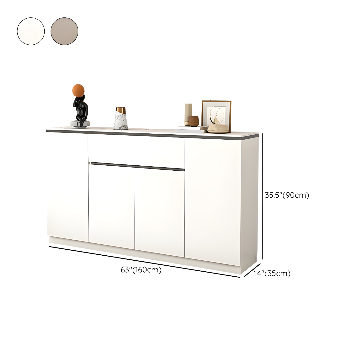 Modern Wood Sideboard Credenza with Drawers and Cabinets - Stone Countertop - image 20
