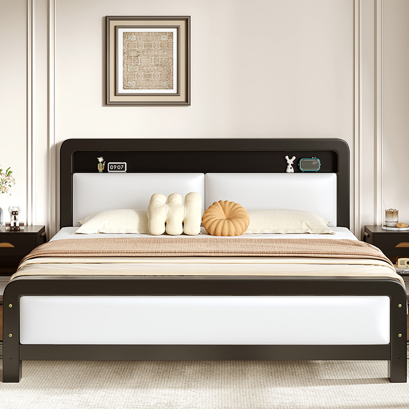 Minimalist Solid Color Storage Bed with Iron Frame and Leg for Living Room - image 8