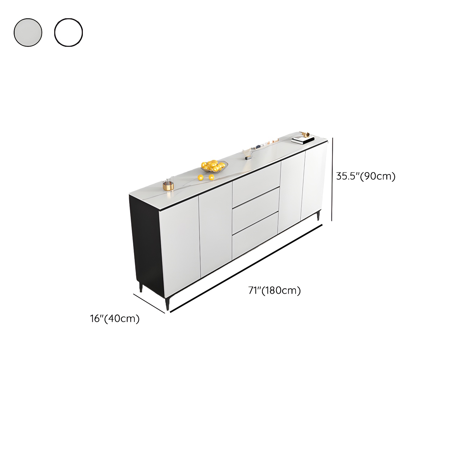 White Wood Buffet Sideboard with Drawers and Cabinet Included - image 19
