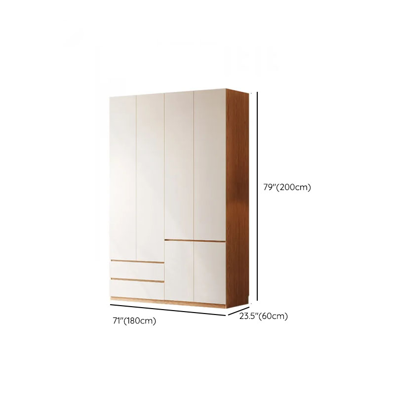 White Minimalist Manufactured Wood Wardrobe Closet with Soft Close Drawer, Soft Close Door, Interior Shelves, and Clothing Rod - image 9