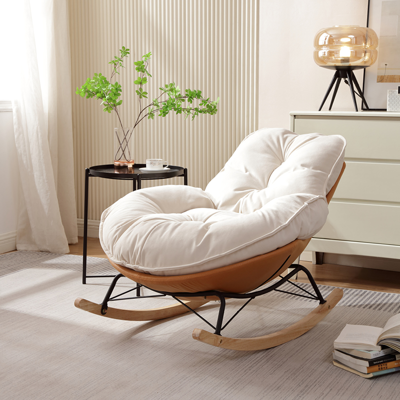 Chalk Simple 2 Piece Set Rocking Chair with Ottoman, Scratch-tolerant and Padded Upholstery - image 7