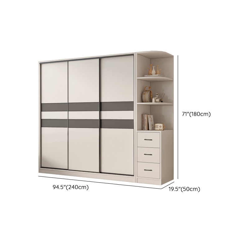 Chalk Nordic Timber Wardrobe with 3 Drawers, Self-supporting Design, Soft Close Door, and Clothing Rod - image 30