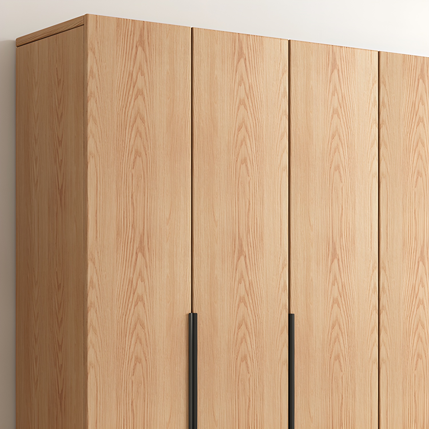 Contemporary Freestanding Natural Wardrobe Oak Solid Wood Wardrobe with Shelves - image 8