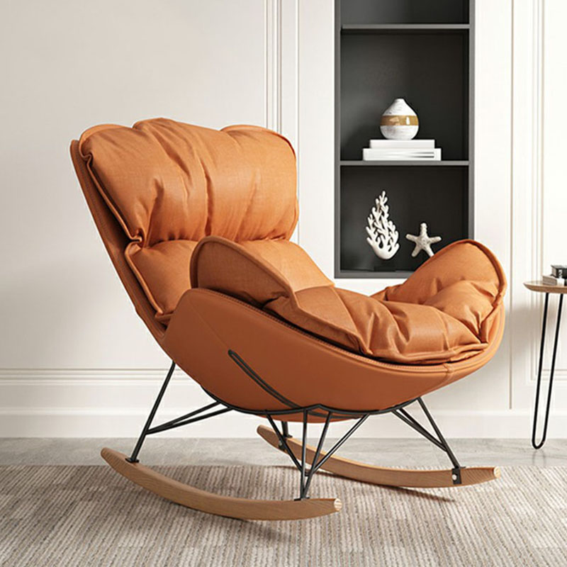 Stylish and Modern Upholstered Rocking Chair with Natural Wood Legs - image 4
