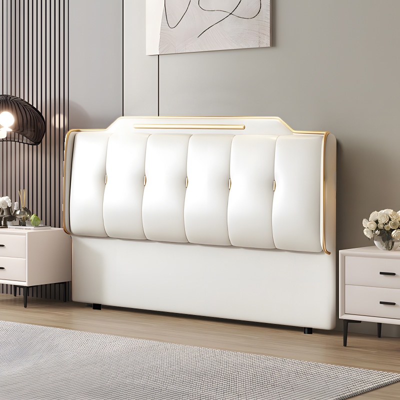 Simplistic Wingback Headboard with Camelback Shape for Queen Bed, Piled Tufted, Standard Height, Sponge Upholstery Fill, No Distressing