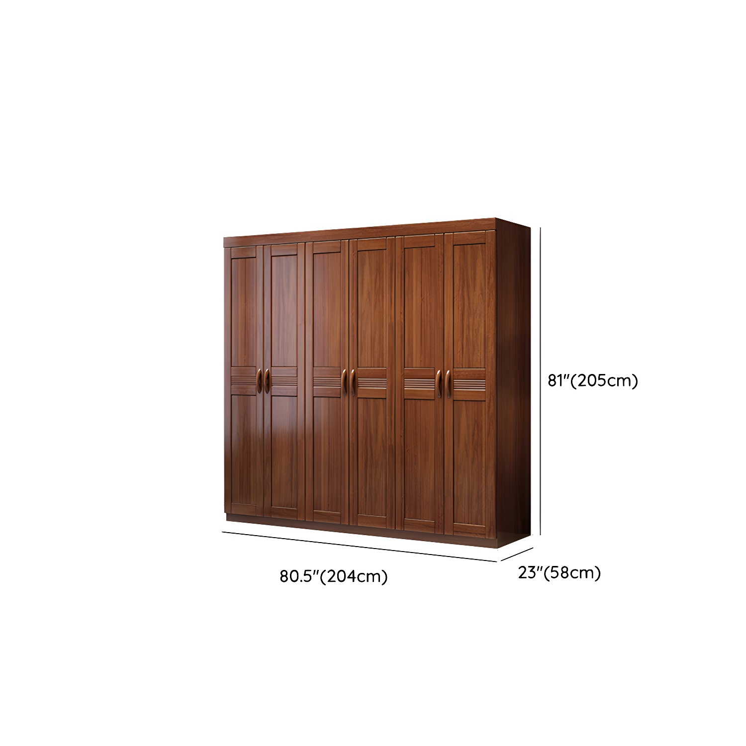 Brown Walnut Solid Wood Wardrobe Traditional Freestanding Wardrobe Armoire - image 14