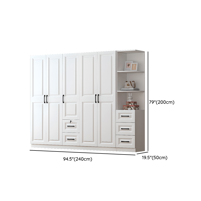 Sleek White Nordic Wooden Detached Almirah with Soft Close Drawers, Doors, and Clothing Rod - image 29