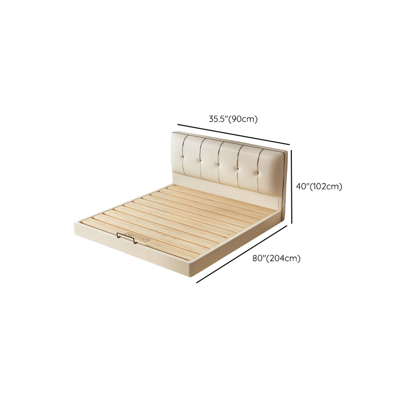 Cream Solid Color Adaptable Height Stitch-tufted Floating Bed for Bedroom - image 11