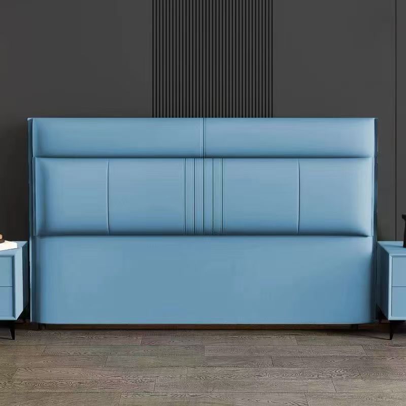Trendy Panel Headboard in Natural Wood with No Distressing, Rectangle Shape for Queen/Full Bed, Featuring Sponge Upholstery and Standard Height