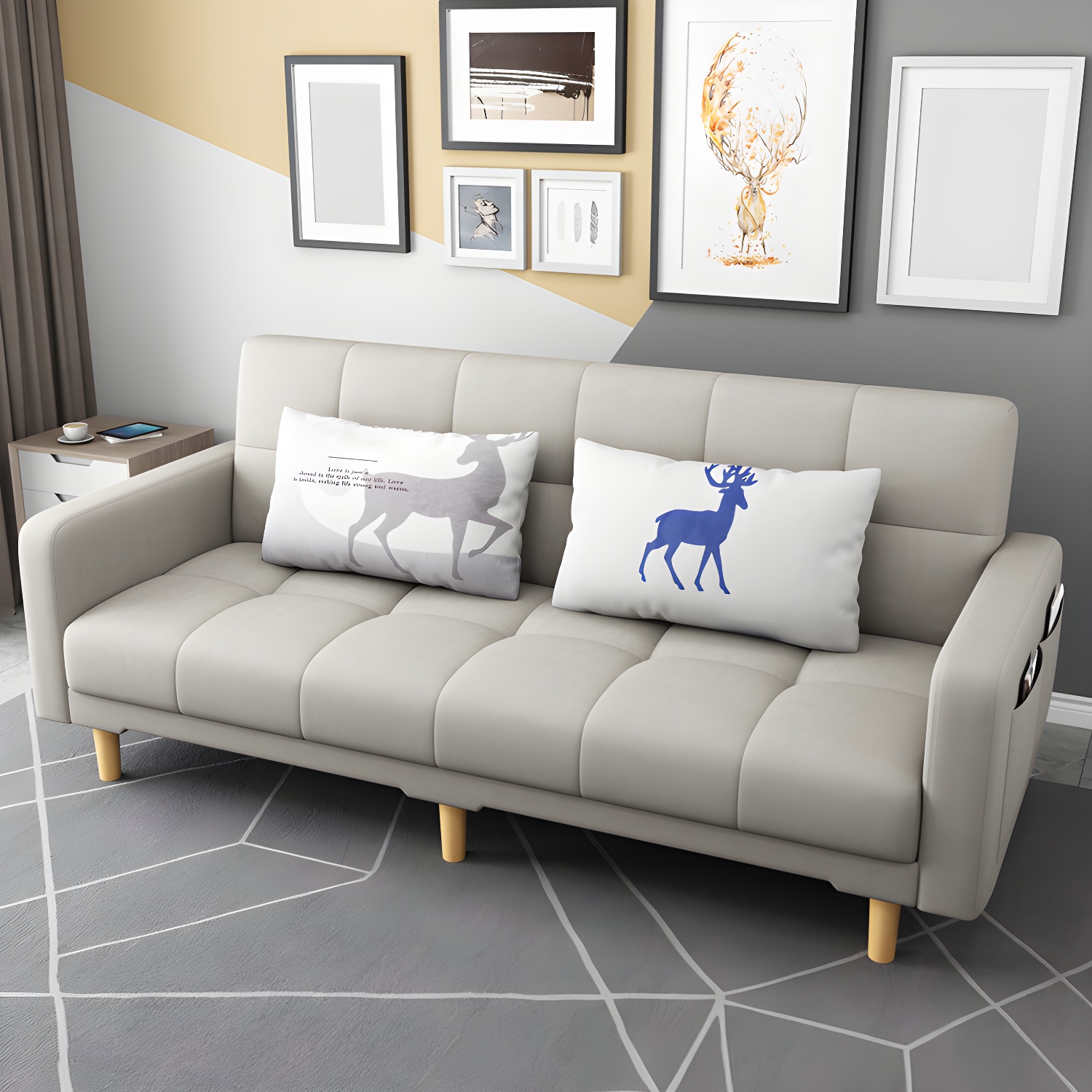 Square Arm Modern Storage Sofa with Biscuit Back Convertible Sofa for Living Room - image 7