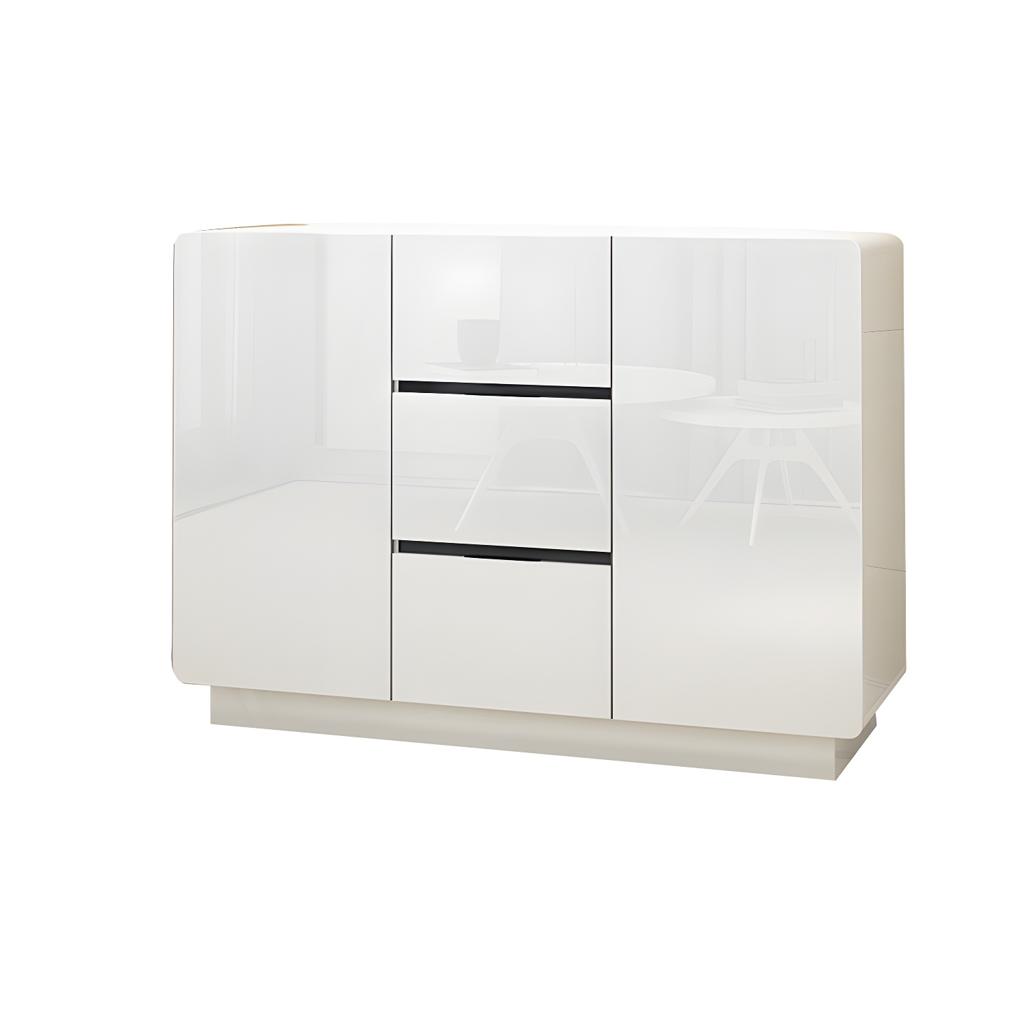 Contemporary White Sideboard Table with Drawers and Adjustable Shelving - image 5