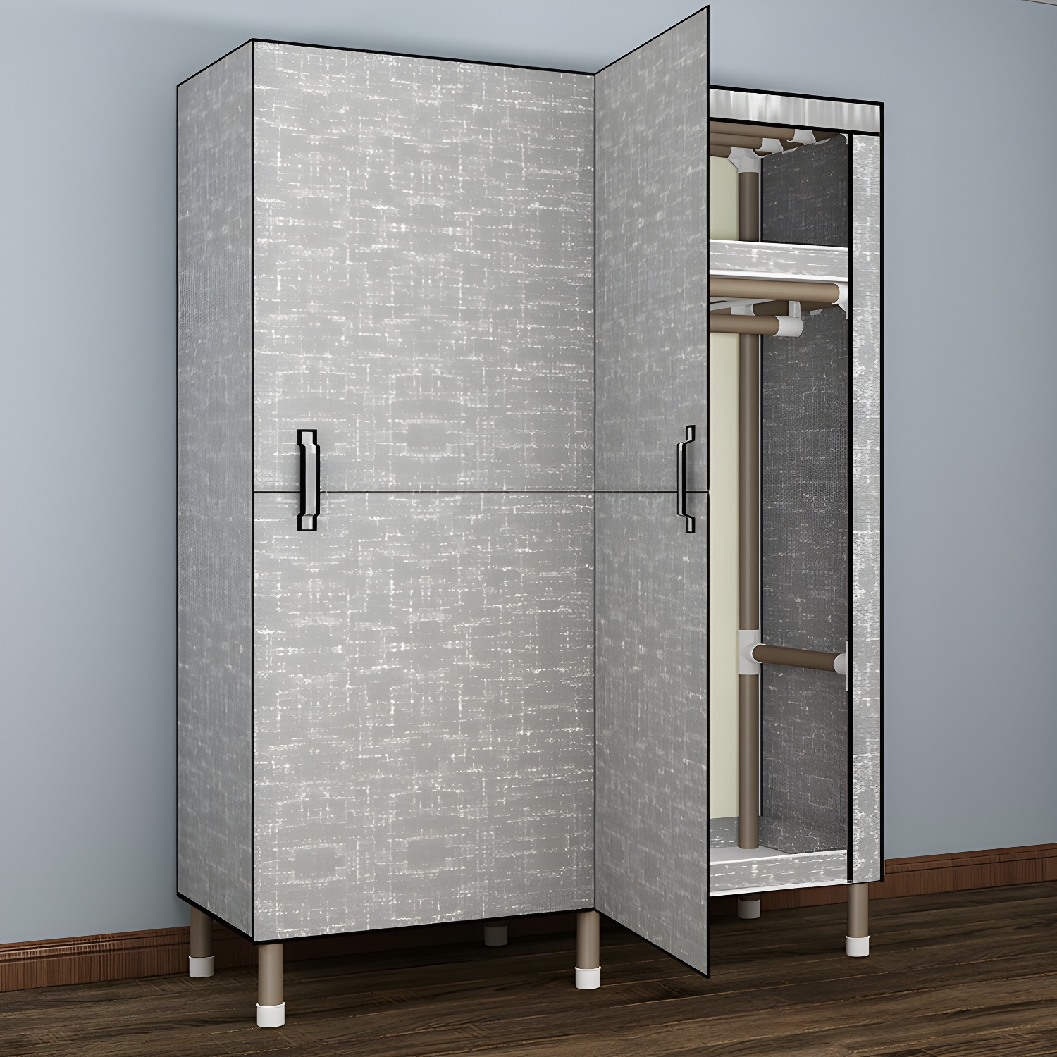 Foldable Freestanding Wardrobe Metal Frame Multifunctional Wardrobe for Bedroom - image 3