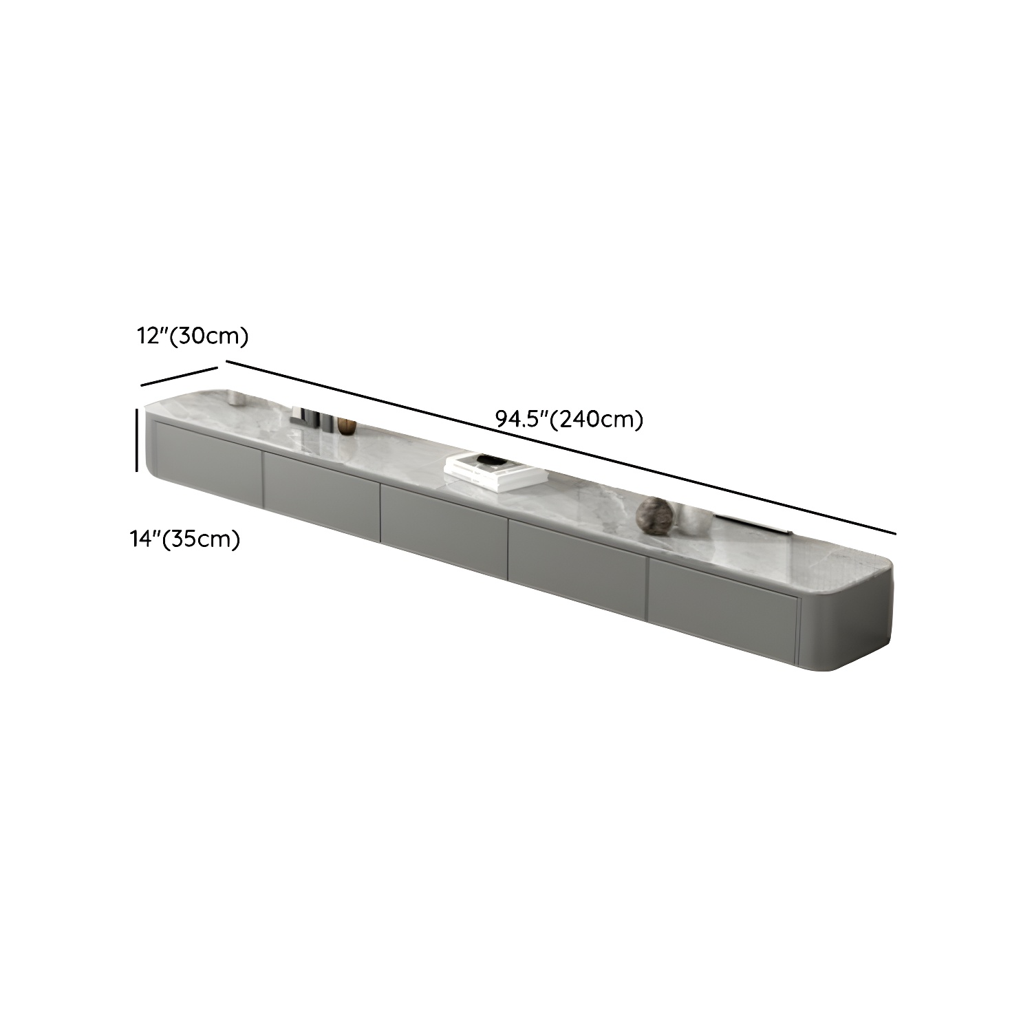 Stone Low TV Stand with Soft-close Drawers and Cable Management - image 16