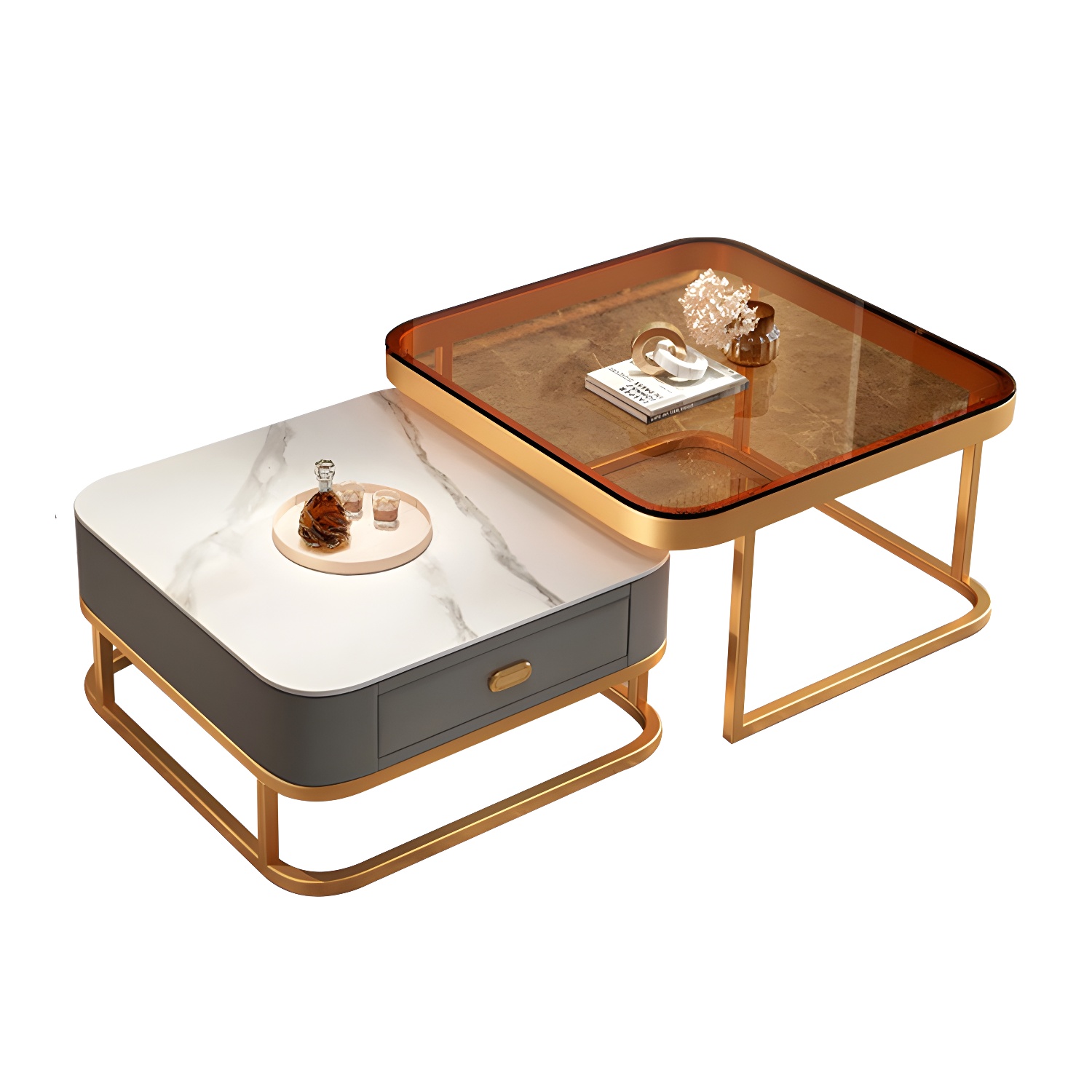 Slate Coffee Table Square 2 Nesting Coffee Table Set for Living Room - image 18
