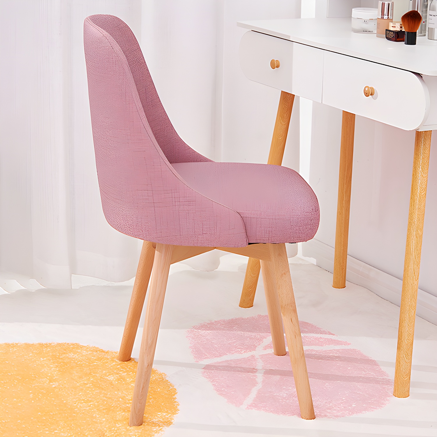 Upholstered Armless Dining Chairs Scandinavian Side Dining Chairs with Wood Legs - image 21