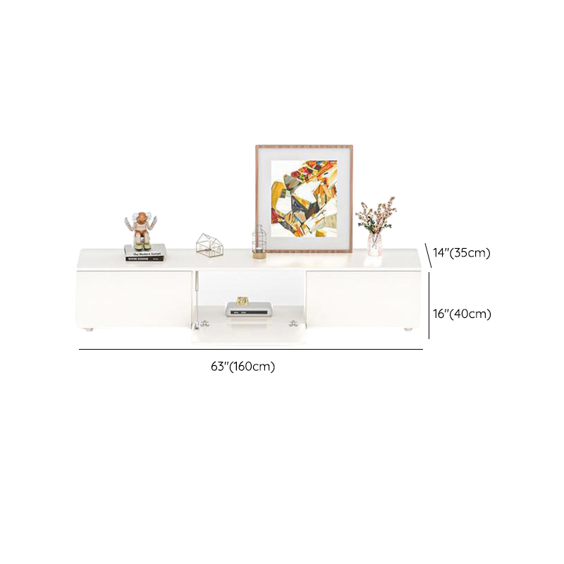 White Modern TV Stand with Low Height, Drawers, and Cable Management - Easy Full Assembly - image 12