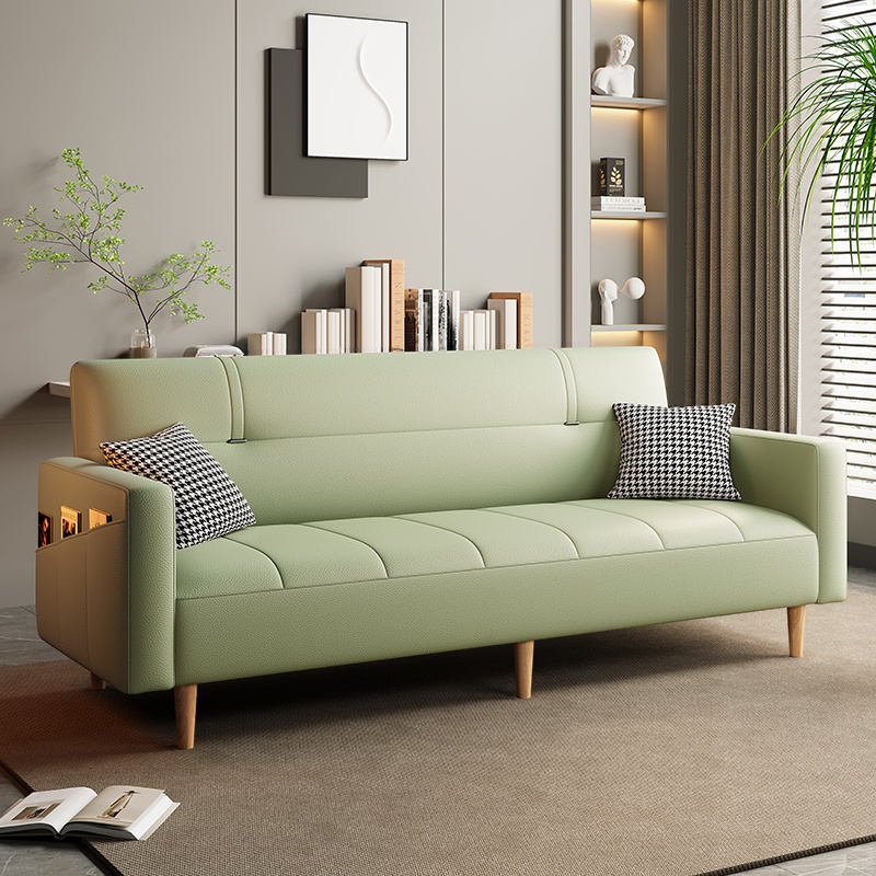 Synthetic Leather Convertible Sofa in Grey/Light Blue/Light Green with Arm - image 3
