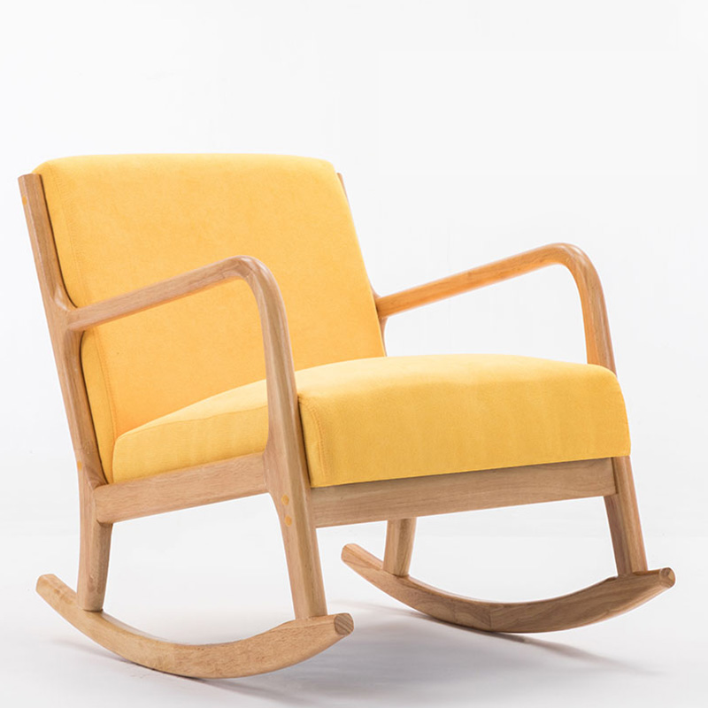 Modern Simple Style Wood Rocking Chair Couch with Cushioned Upholstery & Track Arm - image 6