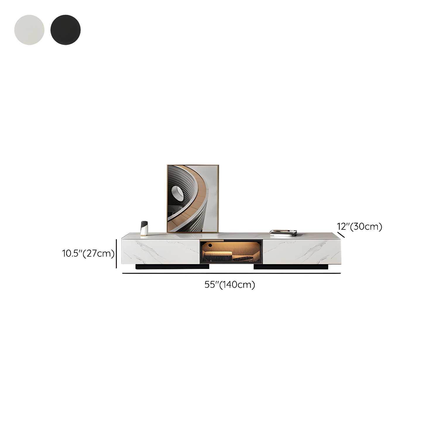 Stone TV Stand Console Contemporary Media Console with Drawers - image 12