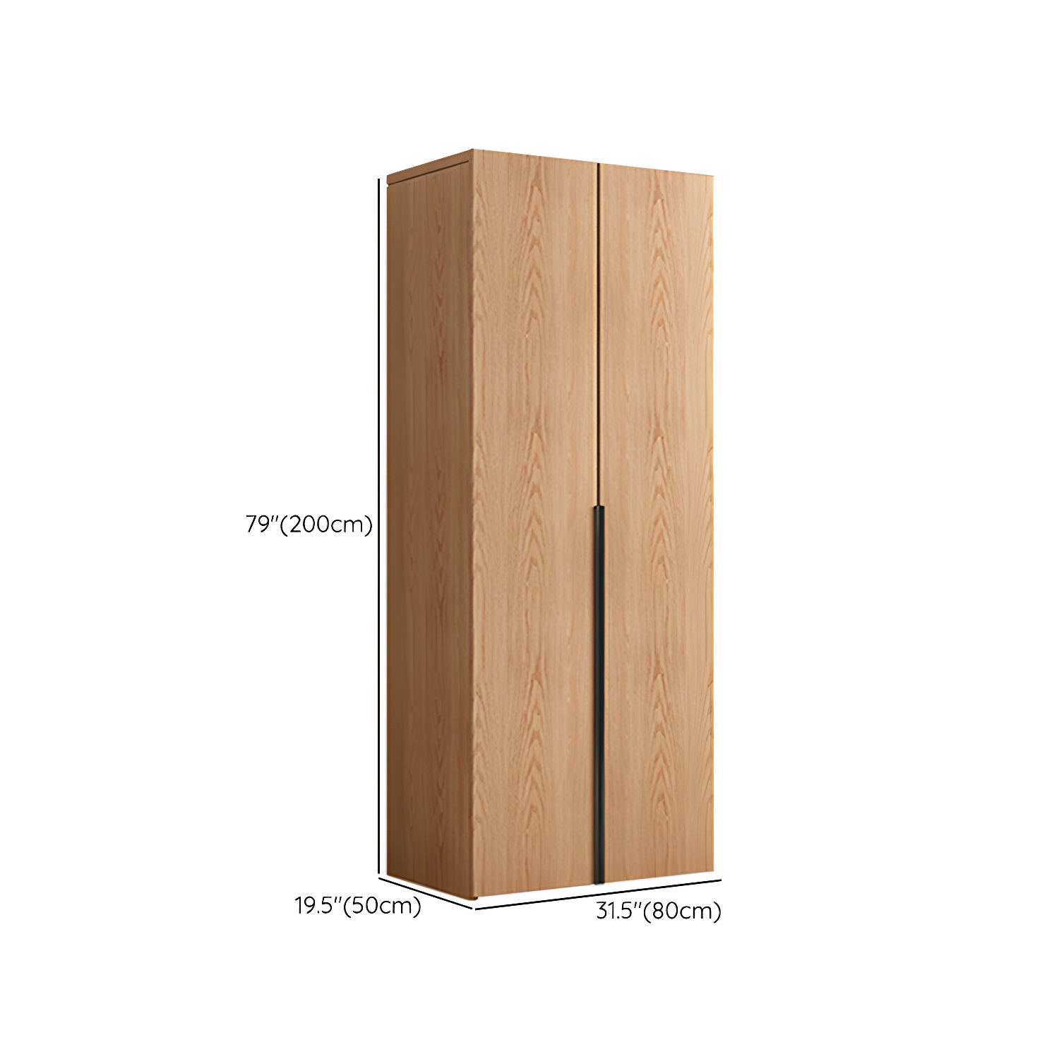 Contemporary Freestanding Natural Wardrobe Oak Solid Wood Wardrobe with Shelves - image 13