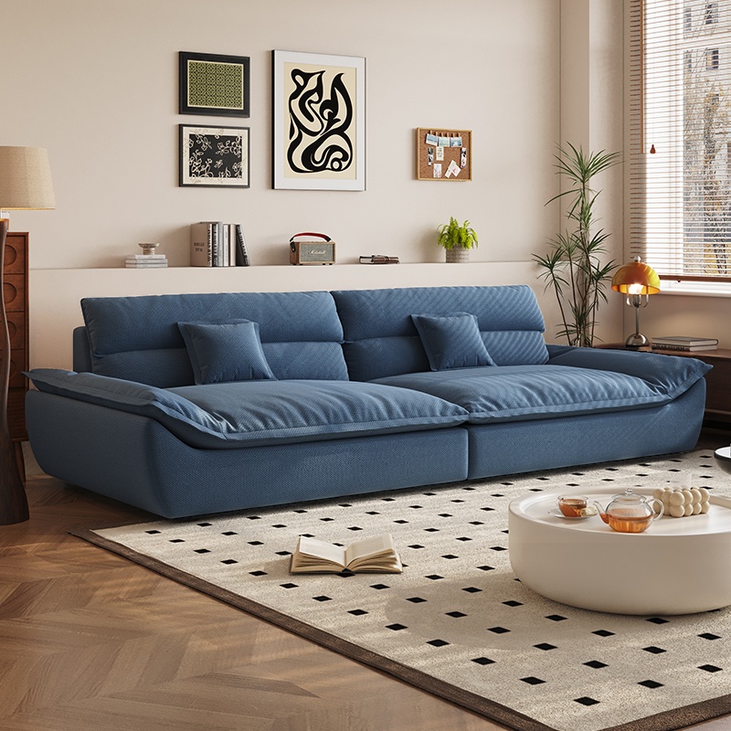 Modish Solid Color Stain Resistant Standard Sofa in Light Gray/Mocha/Off-White, 2-seater with 2 Pillows - image 4