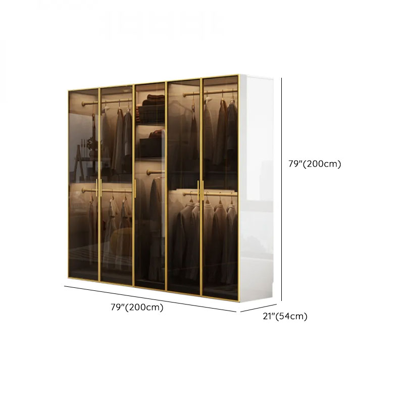 White Trendy Reclaimed Wood Almirah with Soft Close Drawer, Interior Shelves, and Hanging Rod - image 17