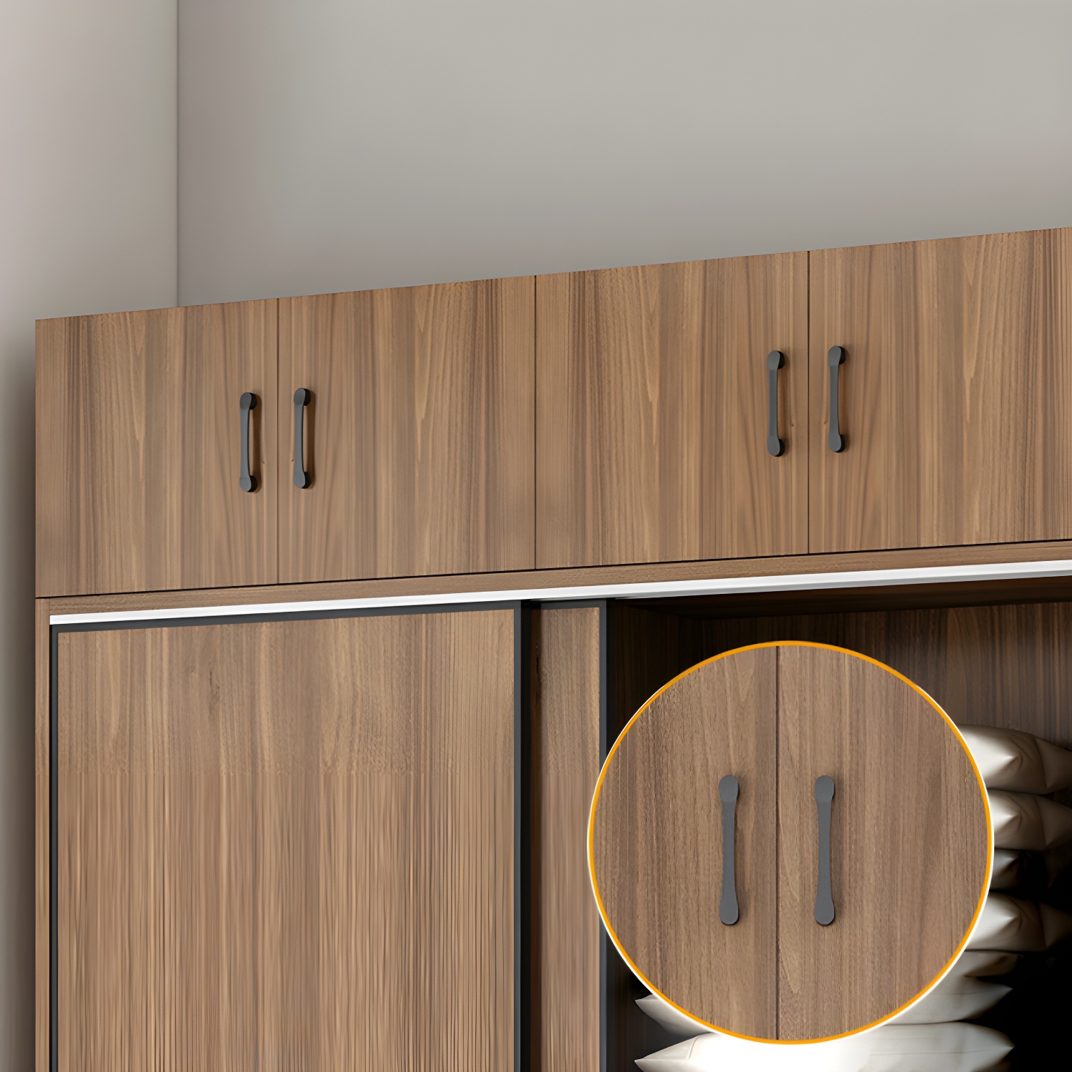 Non-Adjustable Traditional Brown Wood Wardrobe Armoire with Sliding Doors & Soft Close Drawers - image 4