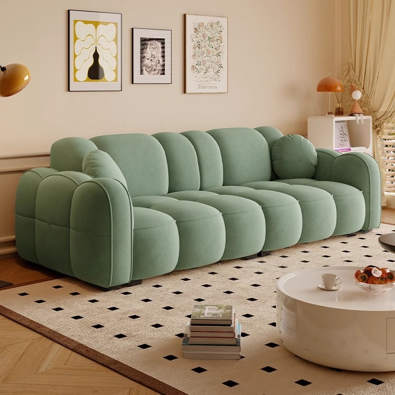 Minimalist Solid Color Standard Sofa Stain Resistant/Water Resistant Dove Grey/Auburn/Amber Color with 2 Pillows & Arm for 4-seater/Seats 3 - image 3