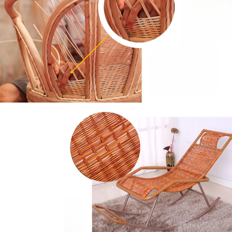 Ergonomic Wicker Front Porch Rocking Chairs with Rear Back, Stationary - image 28