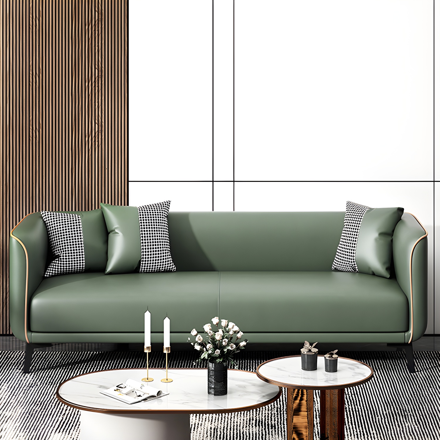 Modern Square Arm Standard Sofa Metal Legs Settee for Living Room - image 11