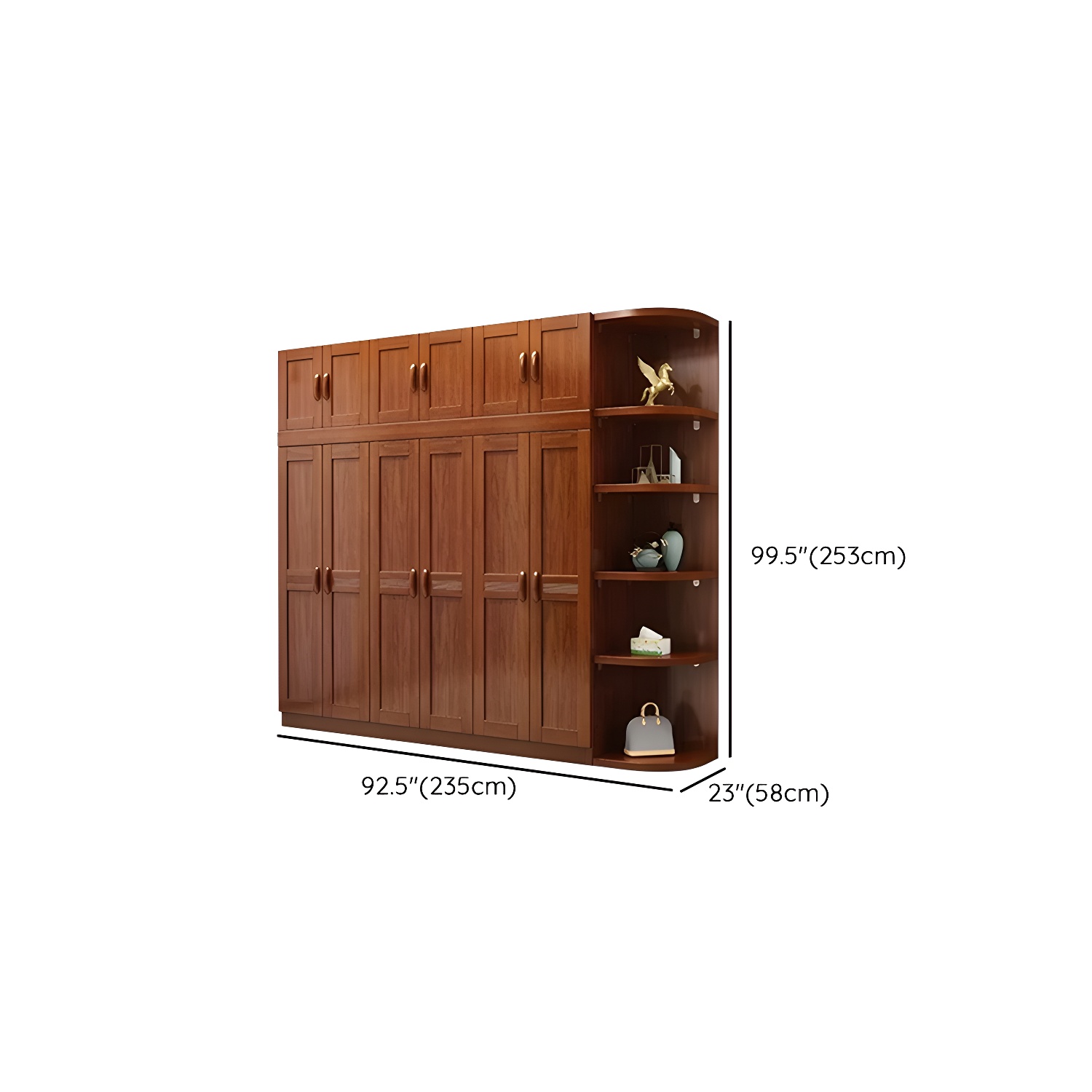 Wood Brown Rustic Wardrobe Armoire with Drawers & Shelves, Walnut Finish - image 22