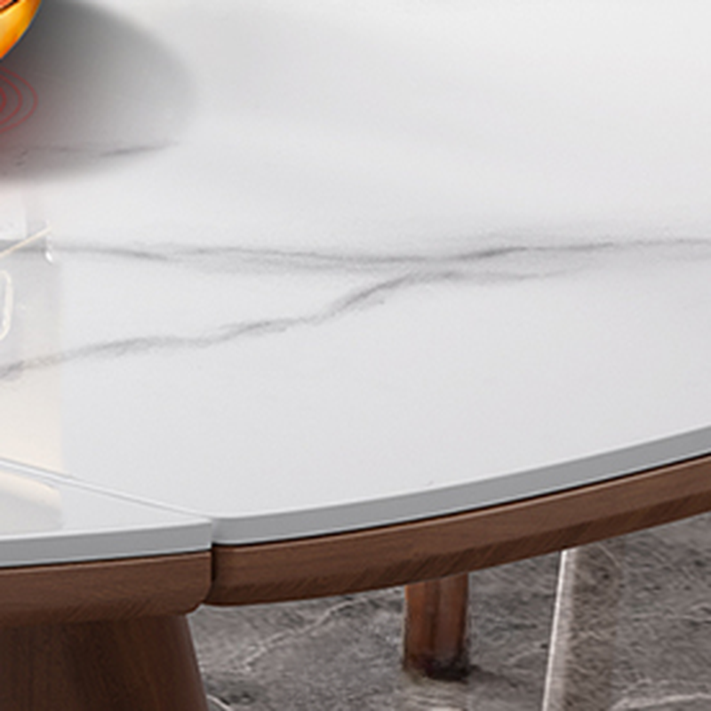 Dining Table Set with Extension Feature and Slate Stone Top, Seats 6/4 People, Variable-sized