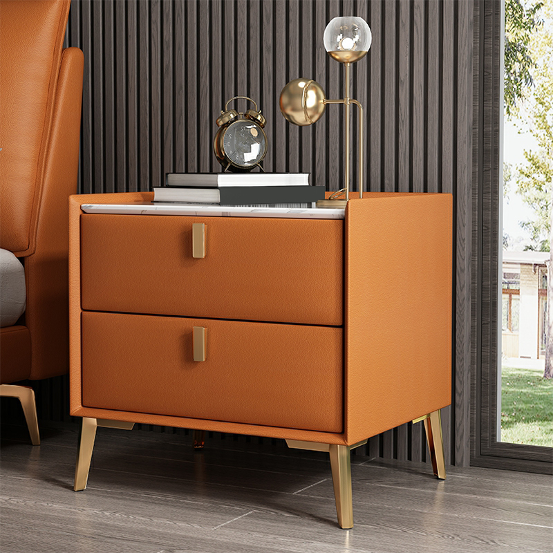 Contemporary 4 Legs Storage Drawer Nightstand with Black Handles for Bedroom - image 20