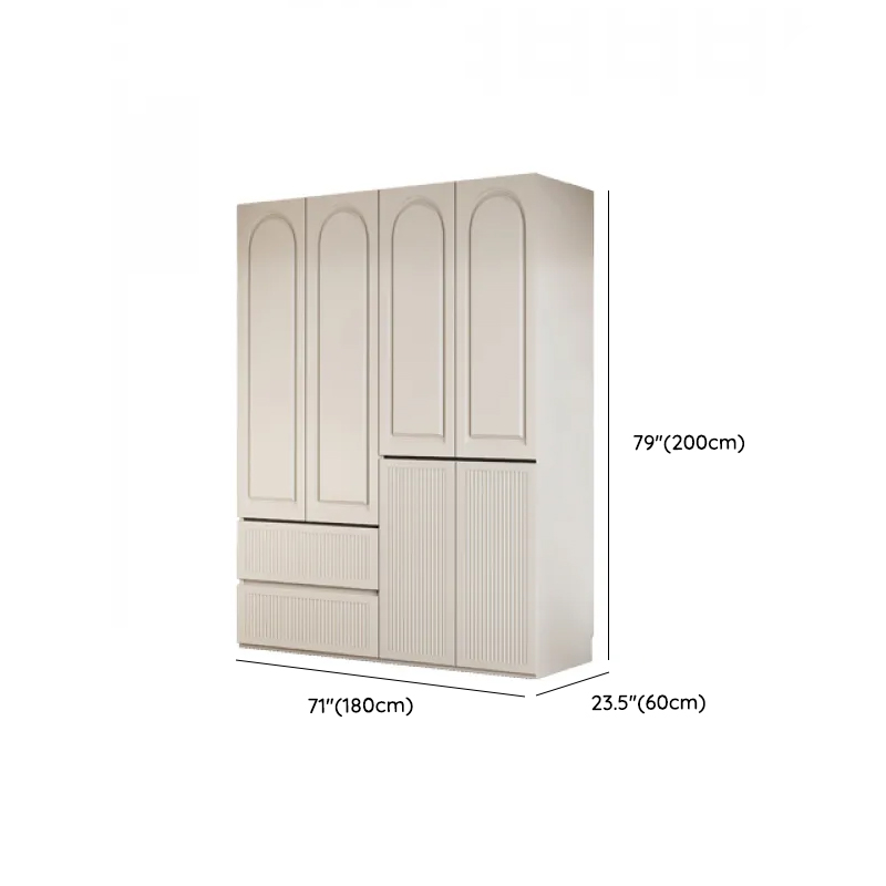 White Minimalist Manufactured Wood Independent Wardrobe Closet with Soft Close Drawer, Soft Close Door, and Interior Shelves - image 13