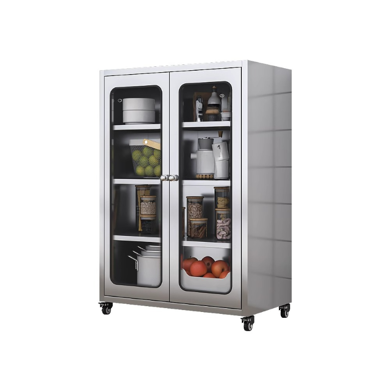 Metallic Sideboard on Roller Wheels with Stainless Steel Countertop - image 2