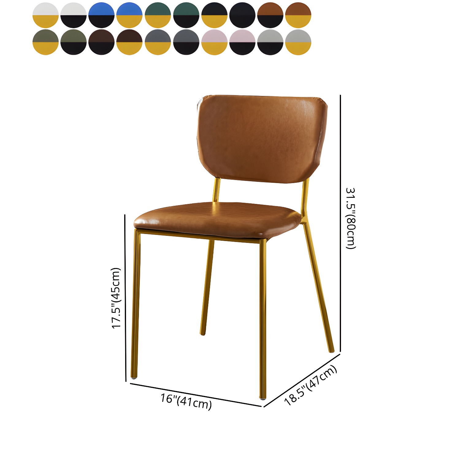 Nordic Style Dining Chairs Armless Open Back Stackable Chairs with Metal Legs - image 21