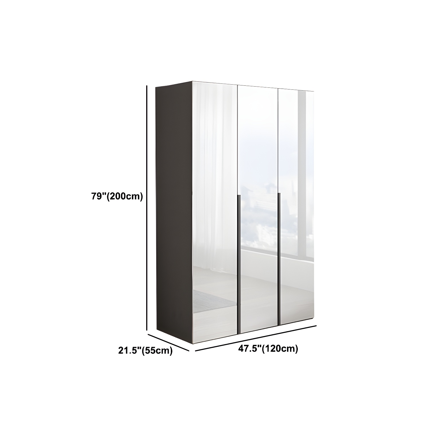 White Mirrored Finish Wardrobe Armoire Engineered Wood Wardrobe Cabinet - image 16