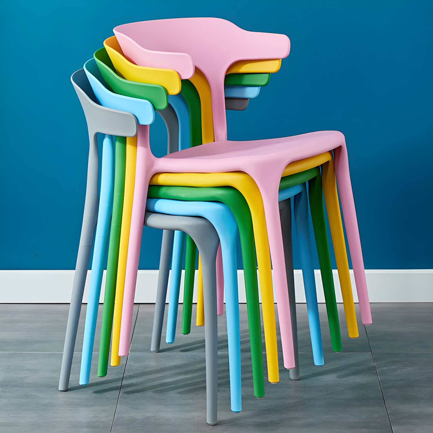 Glam Plastic Side Chair Matte Finish Open Back Dining Chair for Dinning Room - image 24