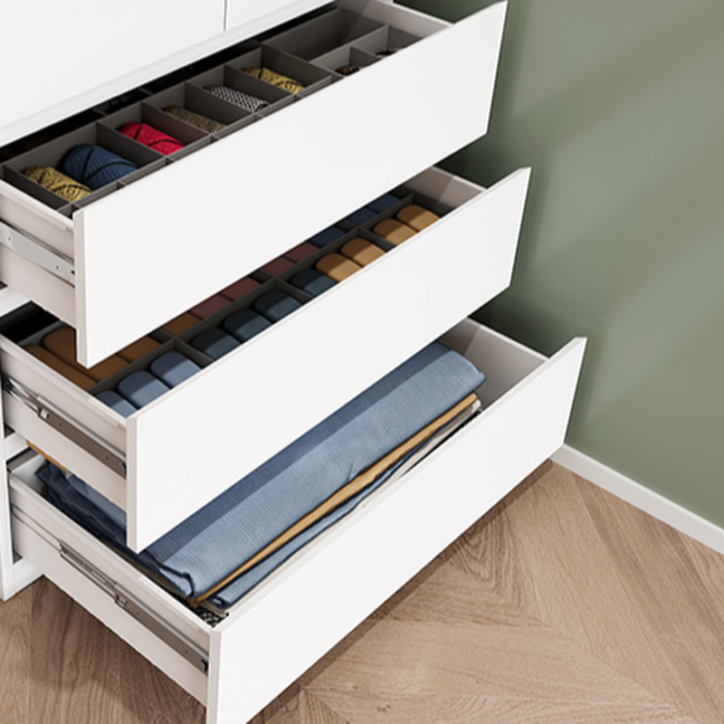 White Modish Steel Armoire Cabinet with Adaptable Shelf, Soft Close Drawer, Soft Close Door, and Clothing Rod - image 3