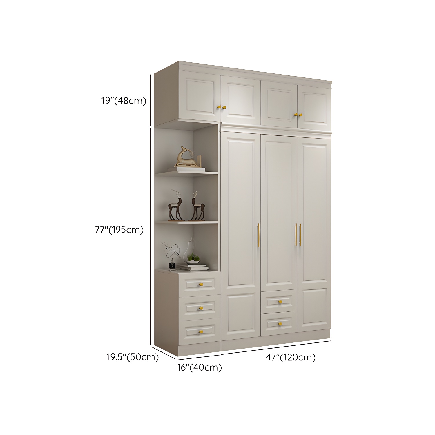 Manufactured Wood White Wardrobe for Home Modern Cabinet with Drawers - image 24