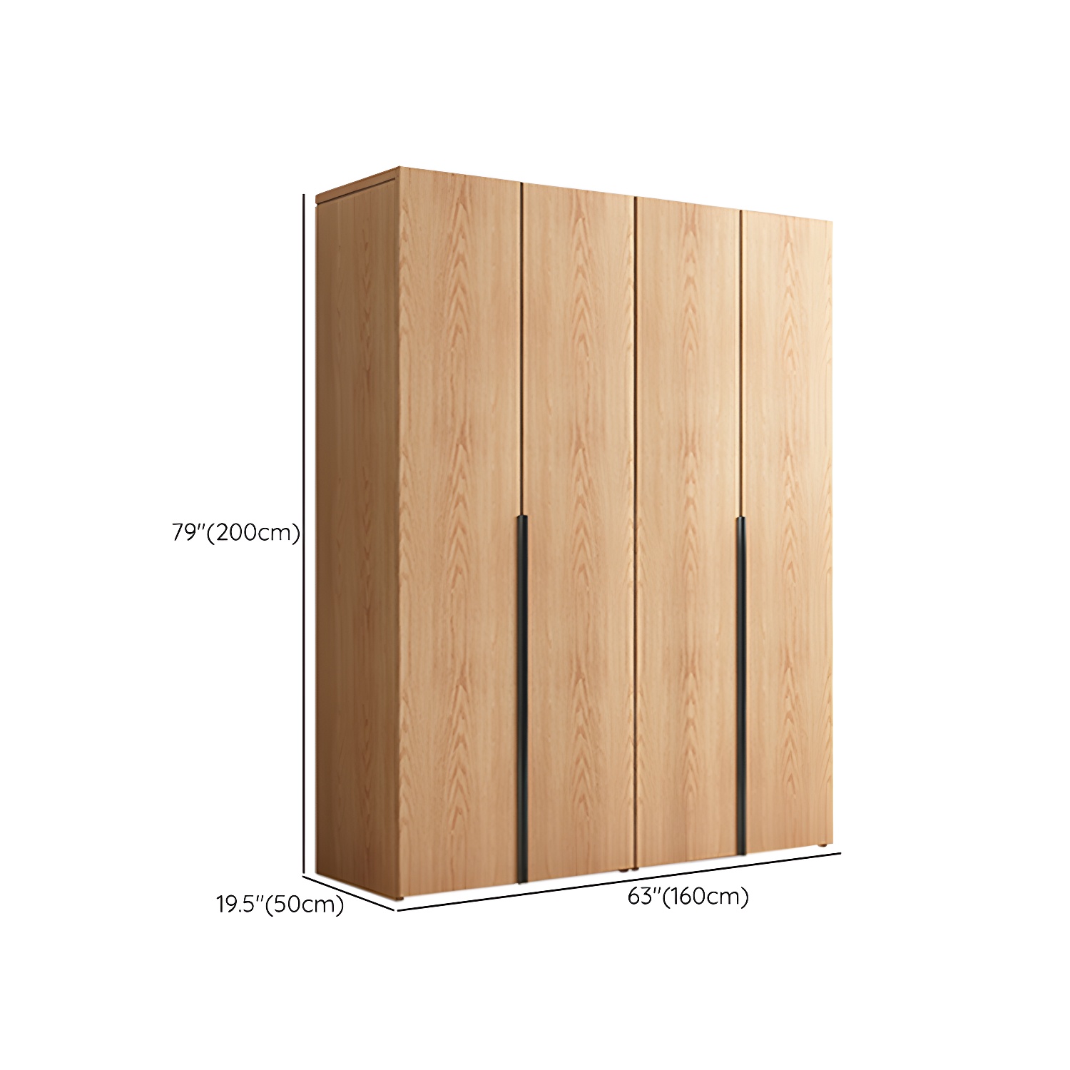 Contemporary Freestanding Natural Wardrobe Oak Solid Wood Wardrobe with Shelves - image 16