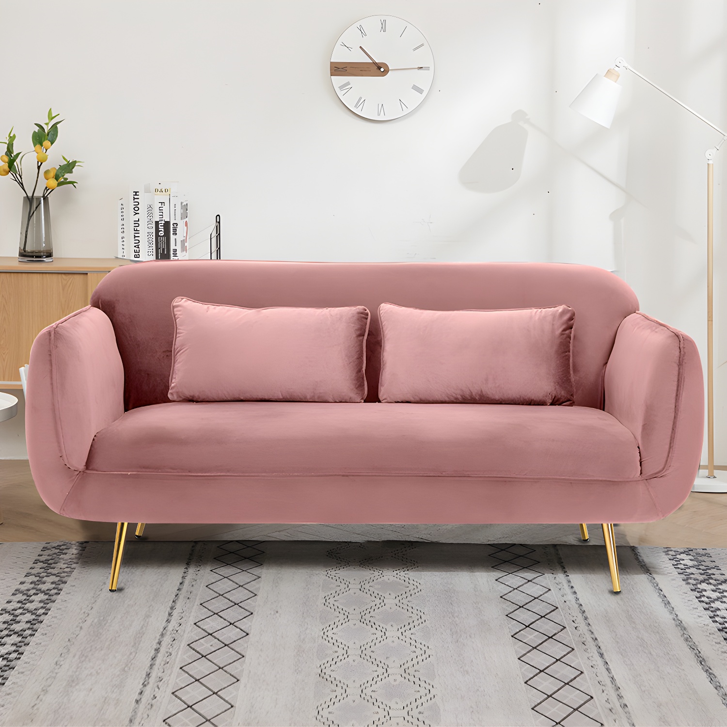 Glam Tight Back Loveseat with Flared Arm and Extra Pillows for Home and Apartment - image 3