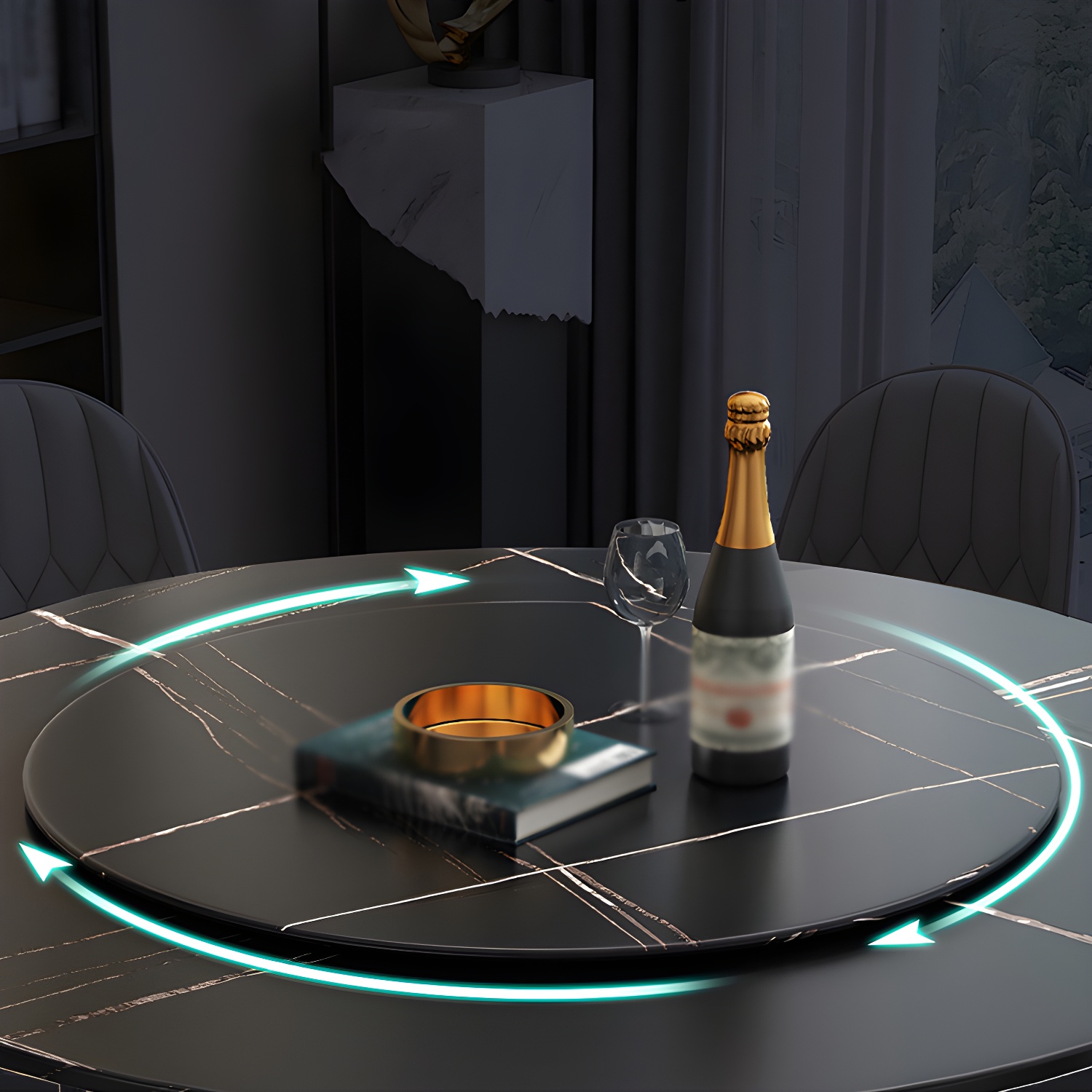 Modern 1/2/7 Pieces Dining Set Round Sintered Stone Dining Table for Dining Room - image 7
