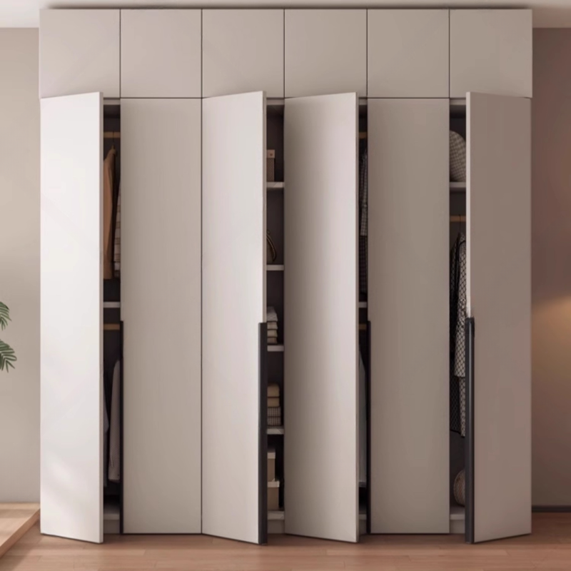 Tan Minimalist Manufactured Wood Wardrobe Closet with Interior Shelves and Clothing Rod - image 4