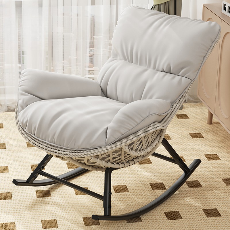 Simple Upholstered Rocking Seat with Scratch-tolerant Padded Design and Ottoman - image 7