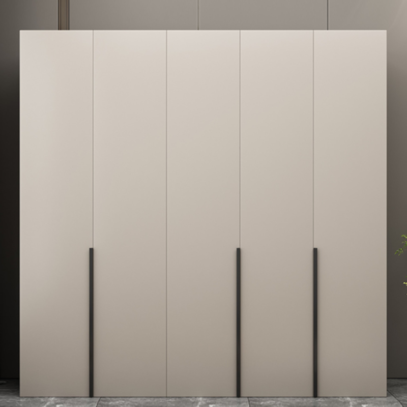 Sand Modern Simple Style Laminate Wardrobe Closet with Interior Shelves and Clothing Rod