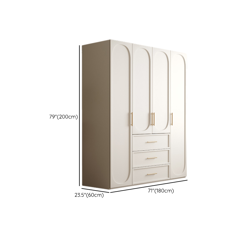 White Minimalist Manufactured Wood Wardrobe Closet with 3-Drawer, Soft Close Door, Interior Shelves, and Clothing Rod - image 10