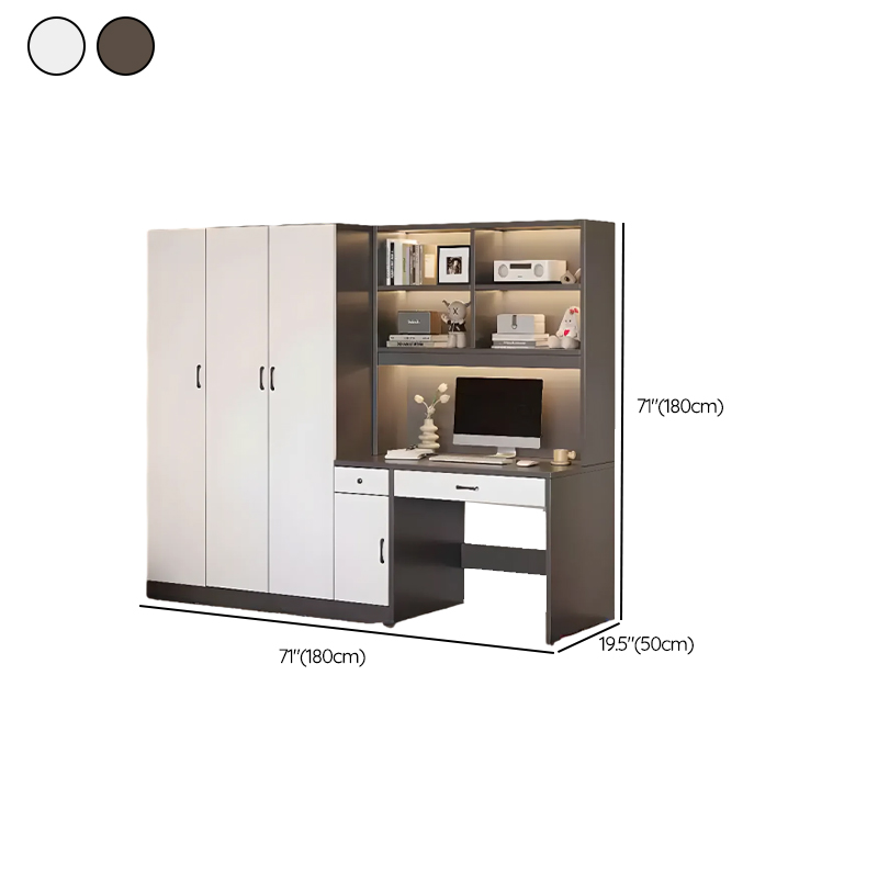 Art Deco Composite Wood Wardrobe Armoire with Flexible Shelf, Soft Close Drawer and Door, Clothing Rod Included - image 17