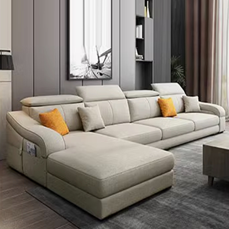 L-Shape Left Sofa Chaise for 5-seater with Sloped Arms in a Trendy Style